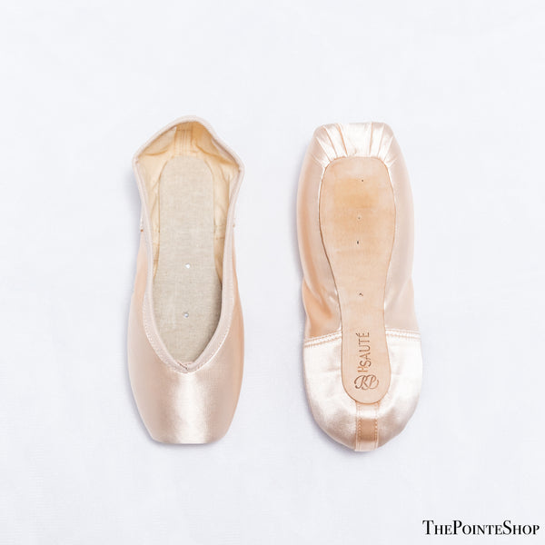 front back russian pointe sea of pearls saute pink satin ballet pointe shoes
